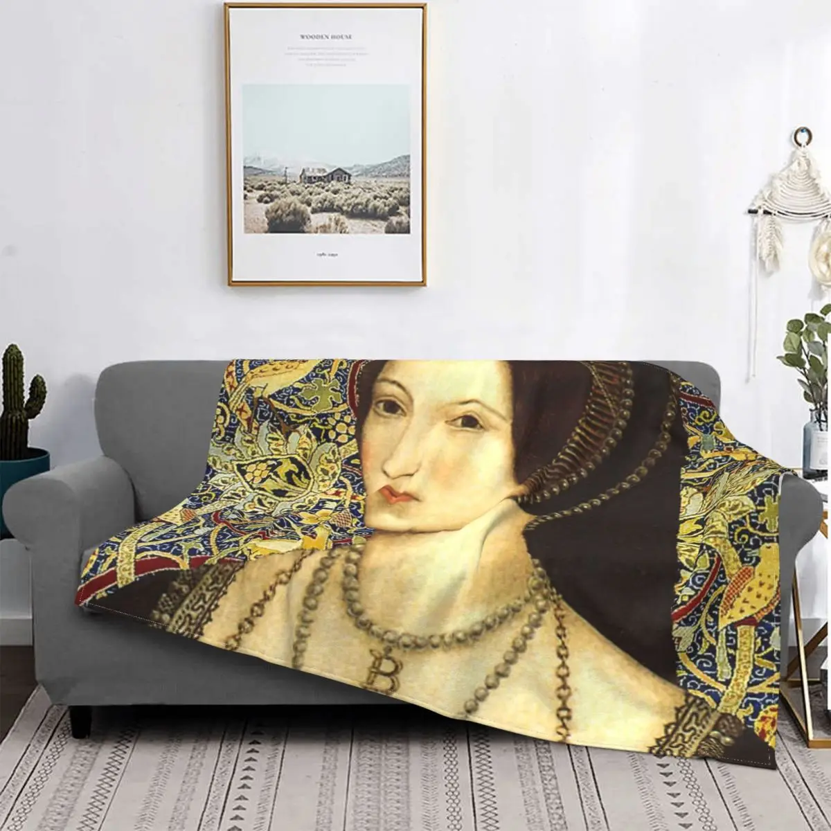 

Anne Boleyn-Manta con capucha de la Reina de Inglaterra, colcha a cuadros para cama, Picnic, textil de lujo para el hogar, 2 uni