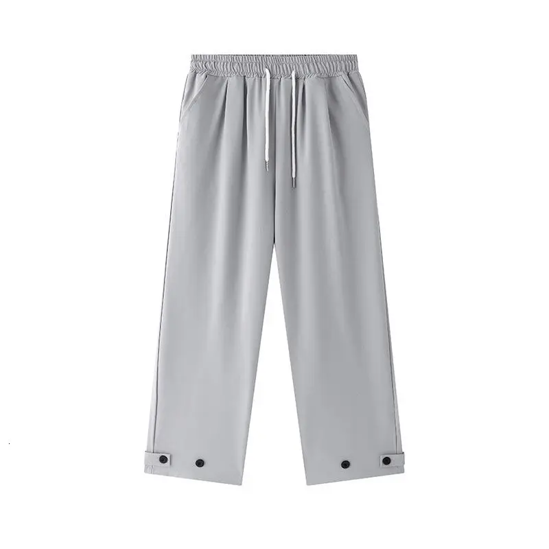 

Spring Summer Wide-leg Pants Men's Fashion Gray Black Casual Pants Men Streetwear Loose Straight Ice Silk Pants Mens Suit Pants