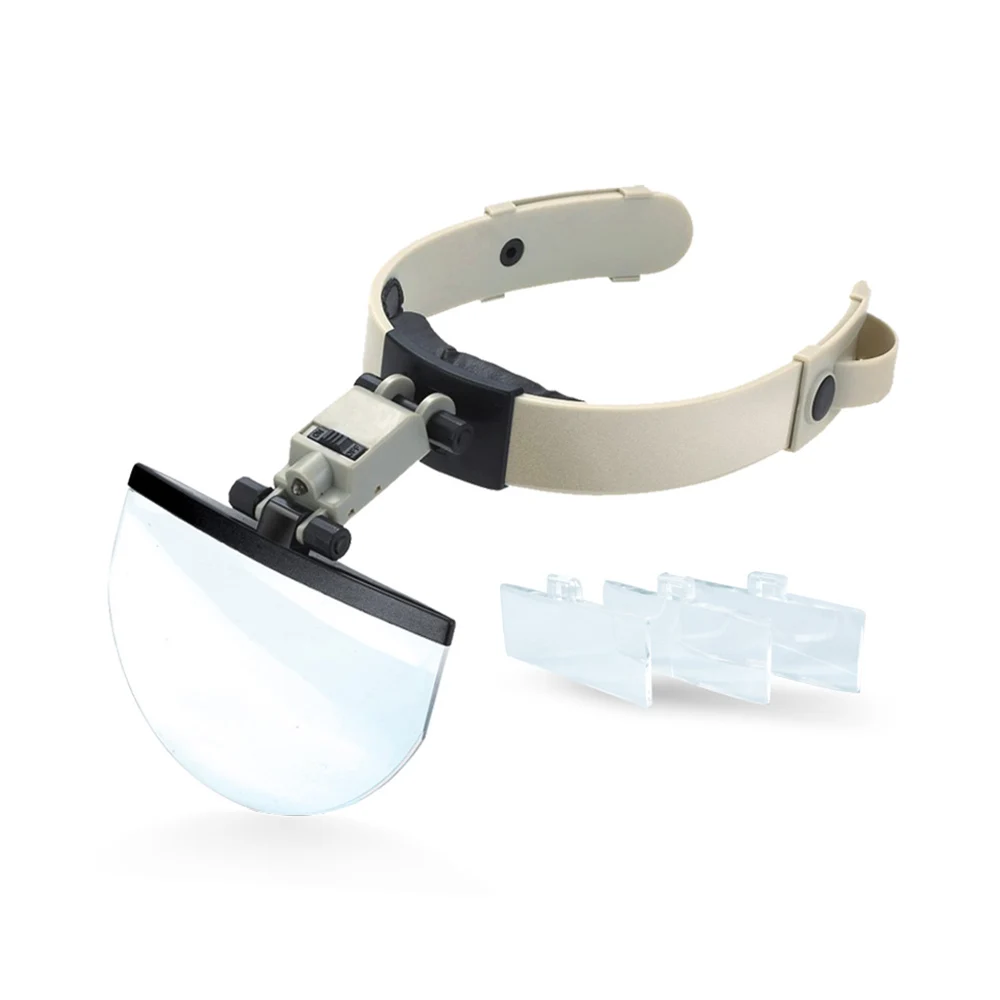 

LED Head Mounted Illuminated Magnifier 2X 3.8X 4.5X 5.5X Helmet Magnifying Glass For Reading Embroidery Maintenance