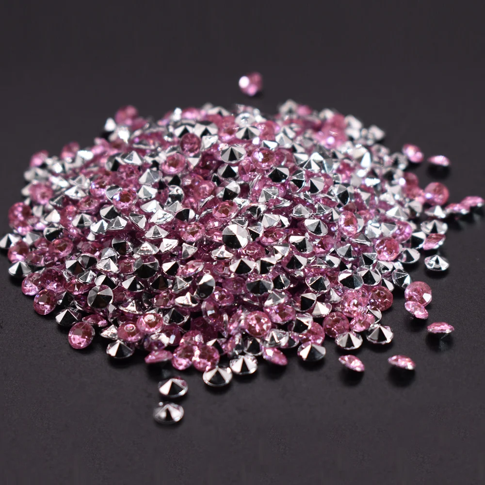 pink silver 1000 шт 4,3 мм блестящие Прозрачные Акриловые Алмазные конфетти сверкающие Разбрасыватели конфетти для стола хрустальные украшения для свадебной вечеринки - Цвет: pink silver