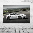 Supercar Porsches 911 Turbo гоночная дорожка, обои, плакаты, ткань, печать на холсте, картины, настенное искусство для гостиной, Декор