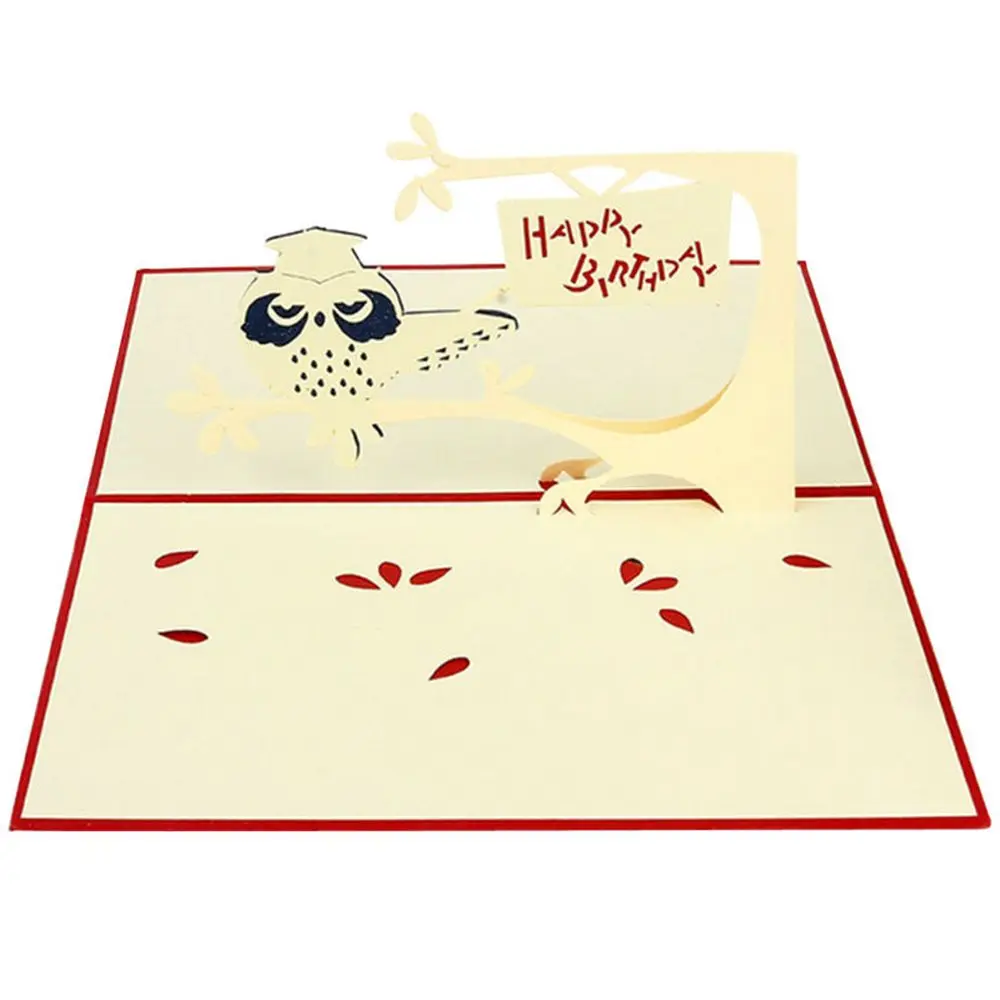 Детский наряд для дня рождения Pop Up карты Сова Рождественская открытка