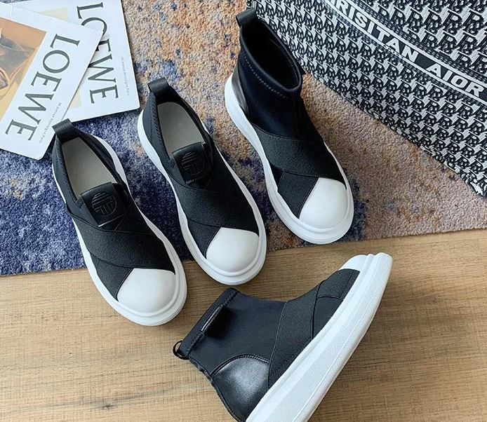 

Loafers a pedal stretch cloth increased leisure shell-toe thick-soled sponge cake European station flat shoes women shoes 2021