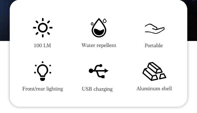 ROCKBROS New 100 Lumen Bicycle Helmet Light USB Rechargeable Flashlight Bike Front Rear Light Handlebar Helmet Top Two-way Light