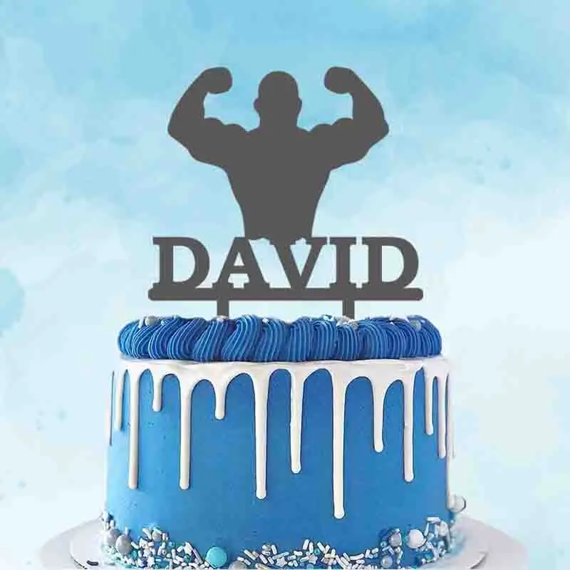 

Personalized Fitness Cake Topper Custom Name Man Fitness Silhouette For Fitness Fans Birthday Party Cake Decoration Topper