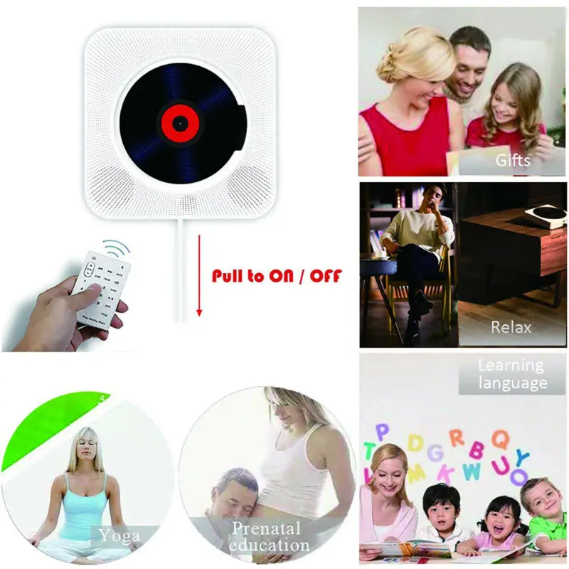 Настенный CD плеер FM радио Bluetooth MP3 музыкальный с дистанционным управлением 2020