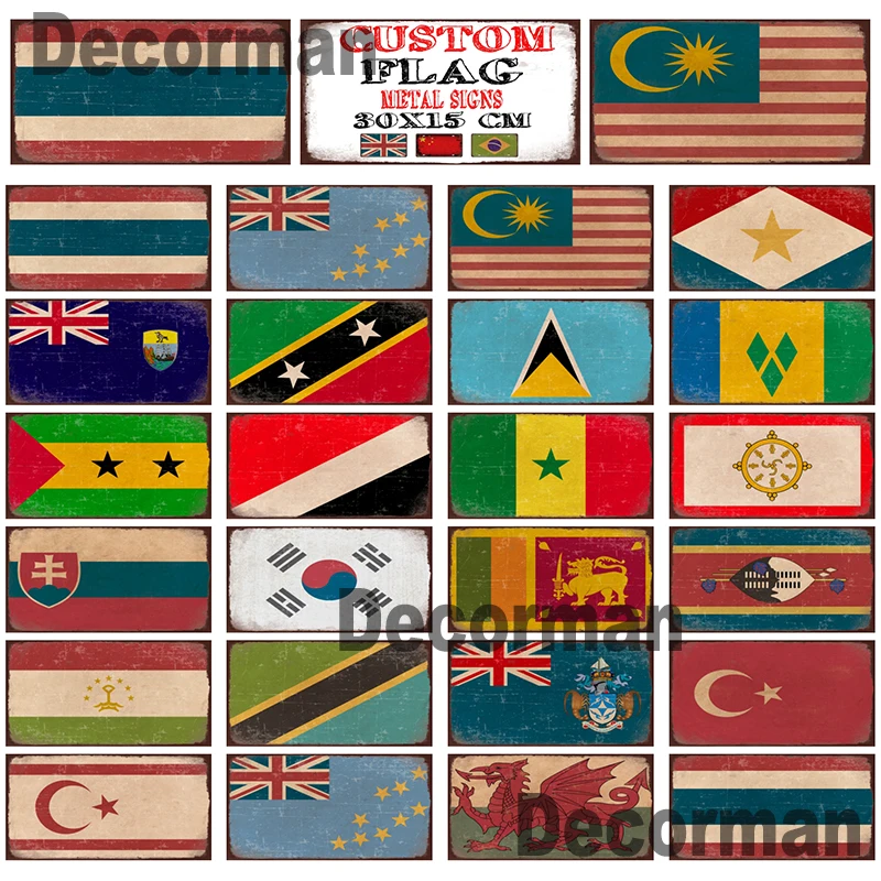 

[ Mike86 ] Korea Turkey Flag License plate tin sign Wall Plaque Vintage Painting Store Decoration LTA-3166 20*30 CM home decor