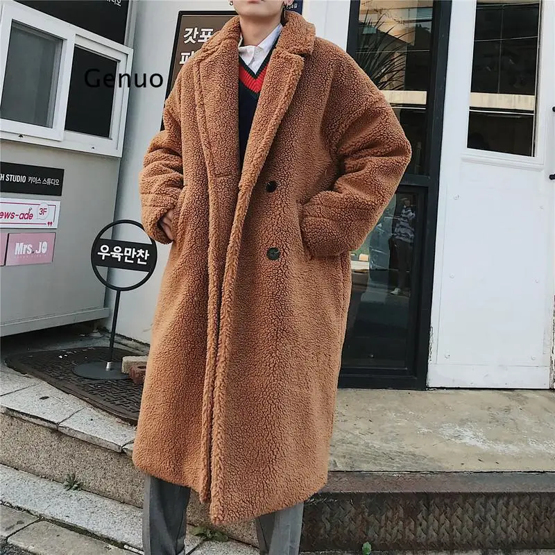 Зимнее длинное Мужское пальто Высококачественная утепленная шерстяная
