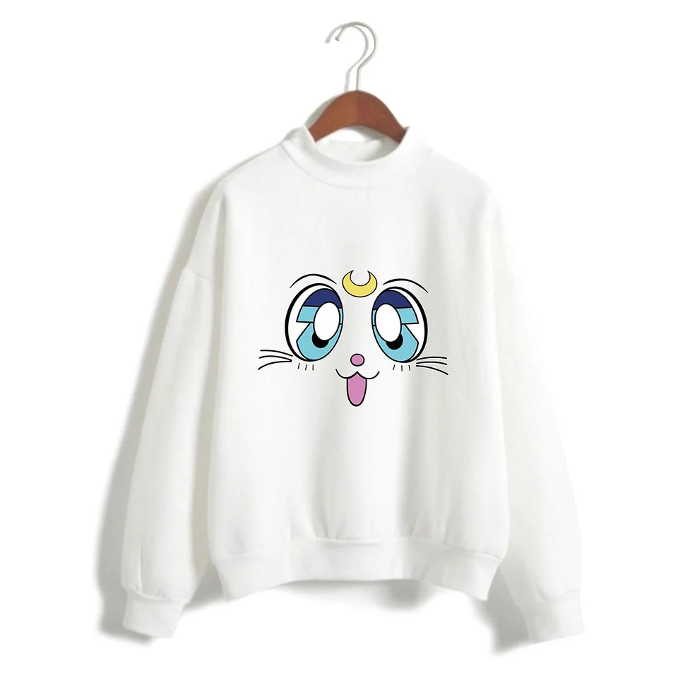

Sailor Moon Turtleneck Hoodie Kawaii Harajuku Ullzang Cute Cat Anime Funny Cartoon Sweatshirts Usagi 90s Aesthetic Hoody Female
