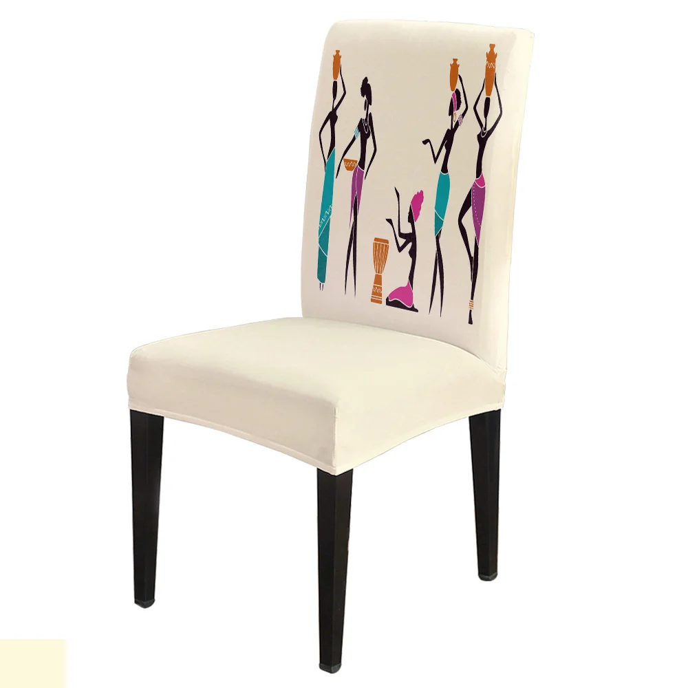 

Woman African Ancient Bottle Ethnic Chair Cover Spandex Elastic Chair Cover Hotel Wedding Supplies Dining Chair Cover Stretch