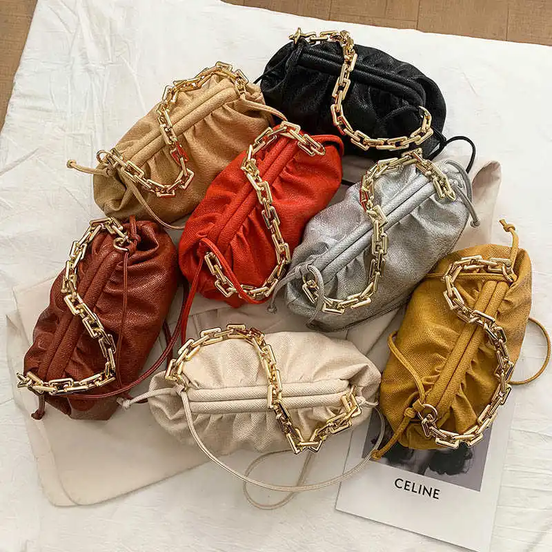 

2021 New Fashion Pleated Chain Handbag Brand Versatile Simple one Shoulder Bag Cloud Bag Women Brand Dumpling Hand Bag