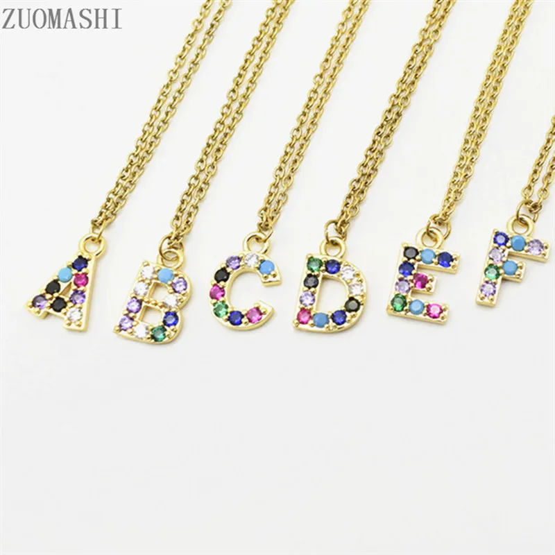 Ожерелье с разноцветными фианитами 26 тыльных букв|Ожерелья подвеской| |