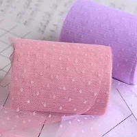 5 yards 10cm embroidered dots yarn organza ribbons diy craft gift bouquet packaging headwear clothes sewing fabric