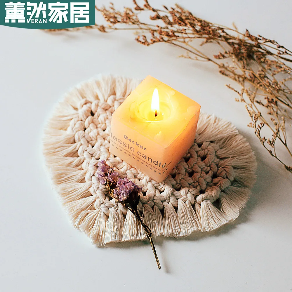 

Home Creative Cotton Braid Coaster Handmade Macrame Cup Cushion Bohemia Style Non-slip Cup Mat