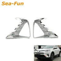2pcsset car front fog light lamp cover stickers molding bezel styling chrome abs accessories fit for toyota rav4 2016 2017 2018