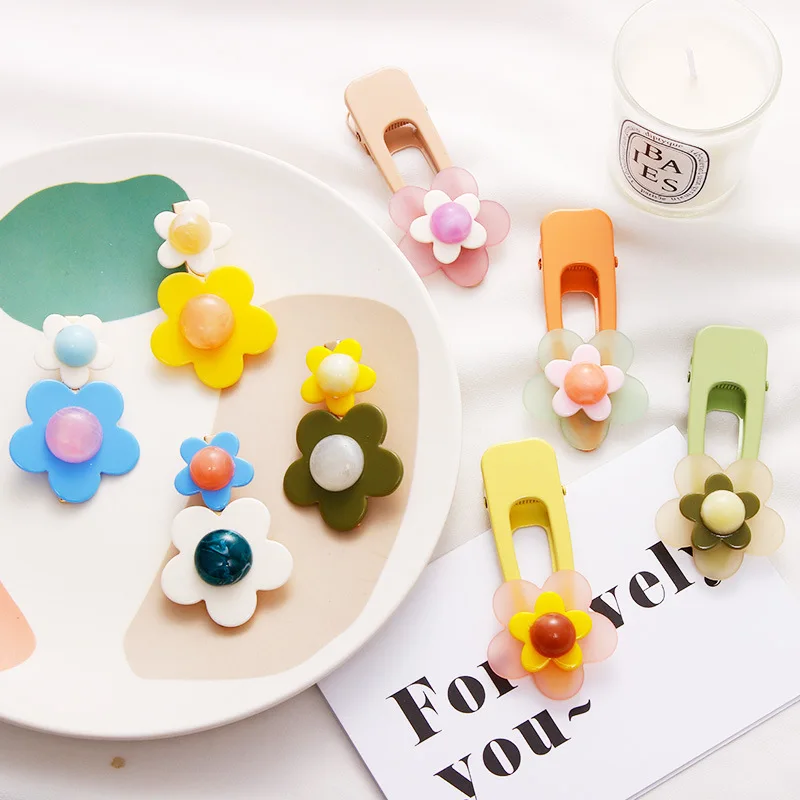 2 шт./компл. Ins/в партии милые с рисунками Корейская версия цветок заколка для