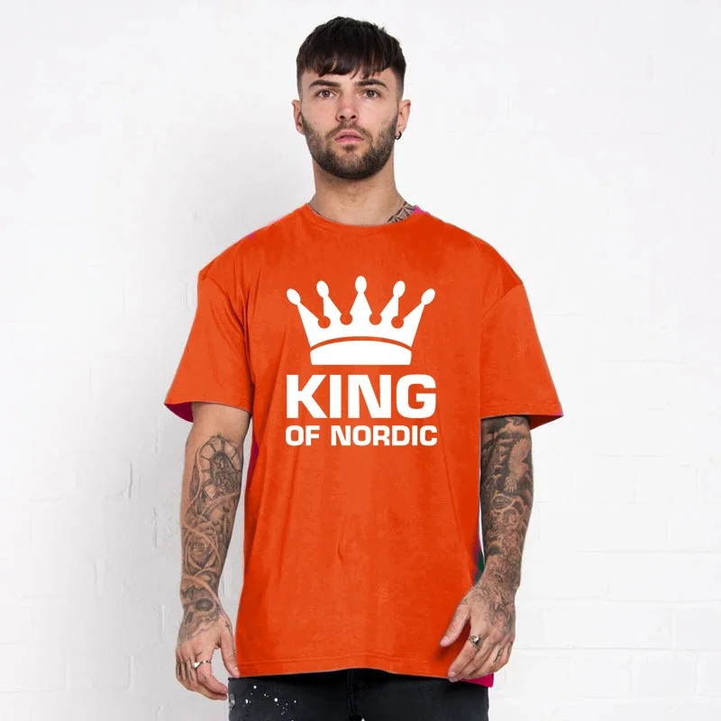 

Cotton fashion casual sportswear summer cool King print design men's jogging Fitness Track and field T-shirt comfortable top