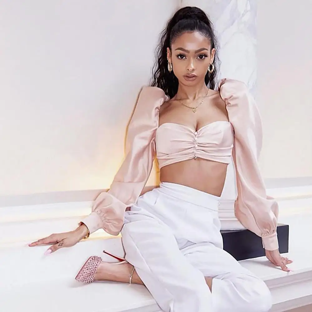 Облегающая Сексуальная короткая футболка топ-труба женский топ с вырезом