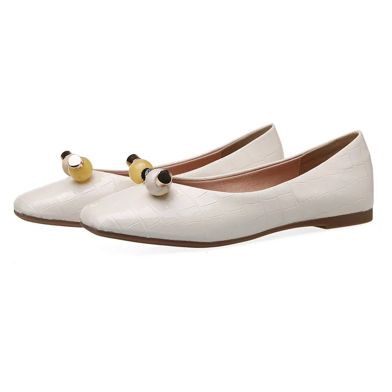 

Handmade 2020 flats women loafers spring square toe slip on ladies casual ladies shallow yellow loafer flat shoes green size 34