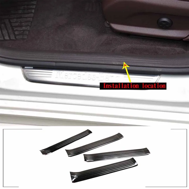 

For 2020-2021 Mercedes-Benz GLS stainless steel black car door sill protection cover slat decorative strip interior accessories
