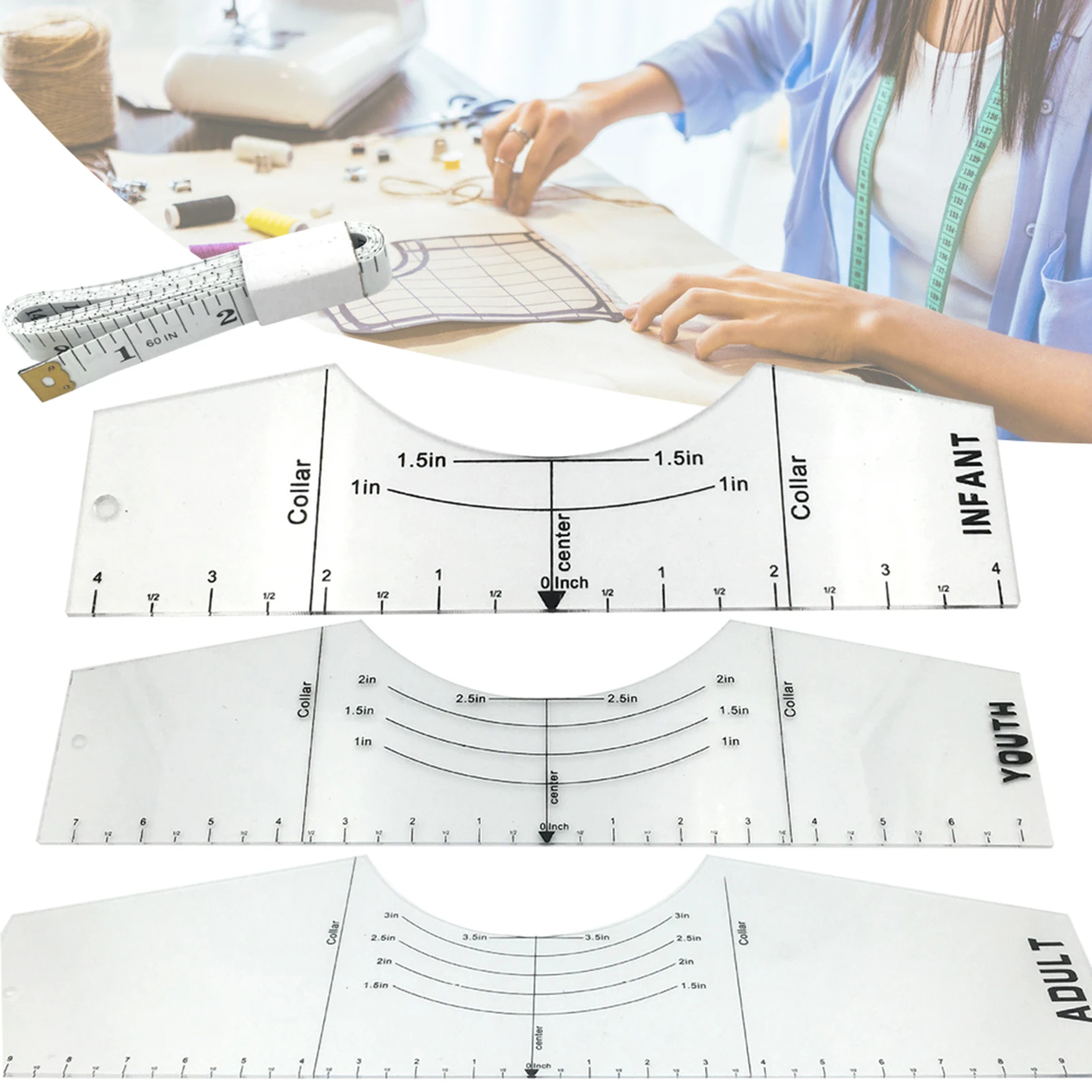 

T-Shirt Ruler Alignment Tool Ruler for Vinyl Decals Vinyl T-Shirt Guide Sublimation Design Drawing Template Craft Tool Sewing