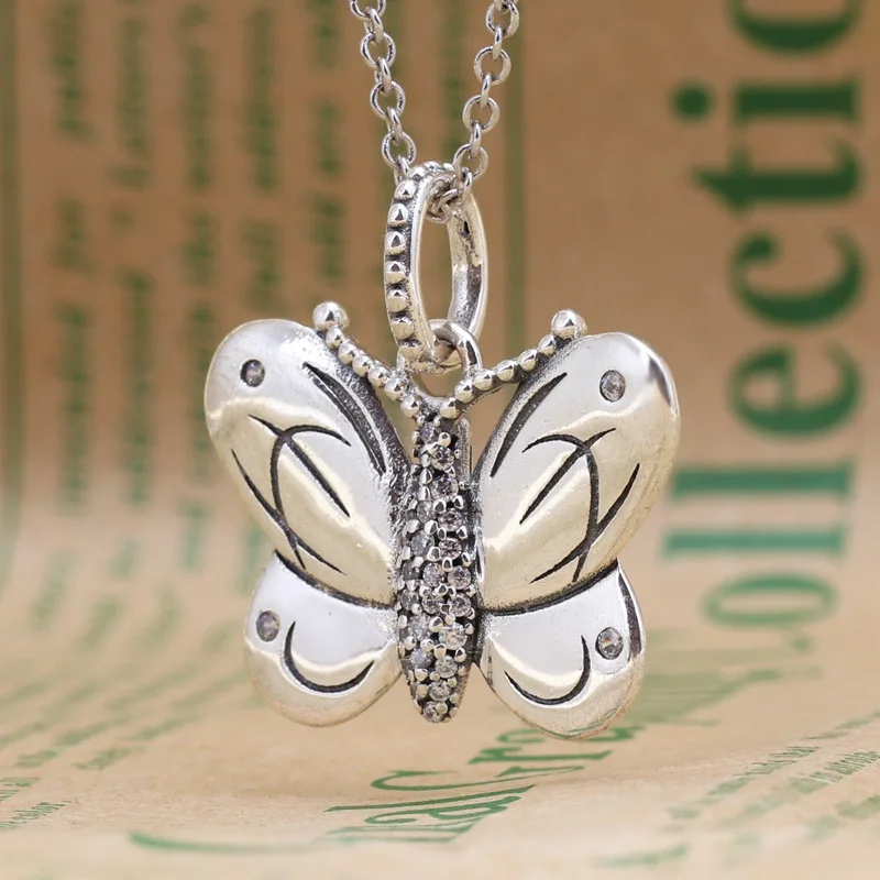 

Claudia S925 Sterling Silver Butterfly Pendant Silver Butterfly Flying Simple Fashion Pendant Pendant Female