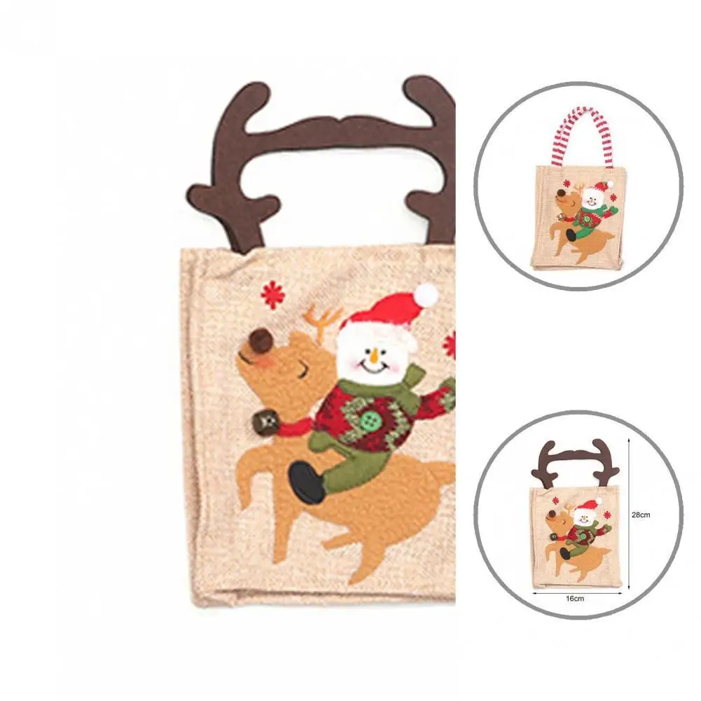 

Flax Long Lasting Large Capacity Christmas Packaging Bags Convenient Gift Packaging Bags Elk Pattern for Gifts