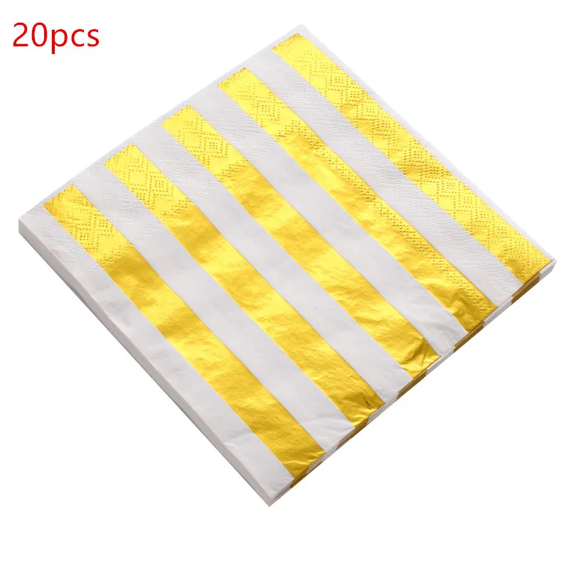 Gold stripe 20pcs 10 шт. 7 дюймов фольга серебряная звезда День рождения Свадебная вечеринка принадлежности украшения блюдо для торта одноразовые бумажные тарелки для детского душа сувениры - Цвет: Gold stripe 20pcs