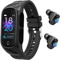 earbuds with microphone smart watch 8 in 1 touch control smart bracelet tws earphones dual headset callphoto control blood