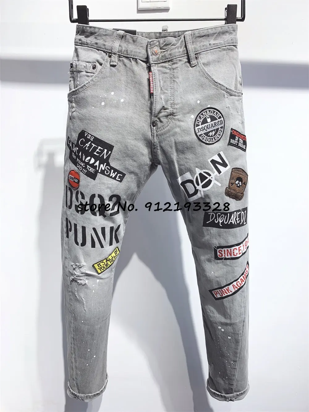 

Dsquared2 Cool Guy Hole Jeans D2 Men Pants DSQ2 Embroidered Trousers 9638