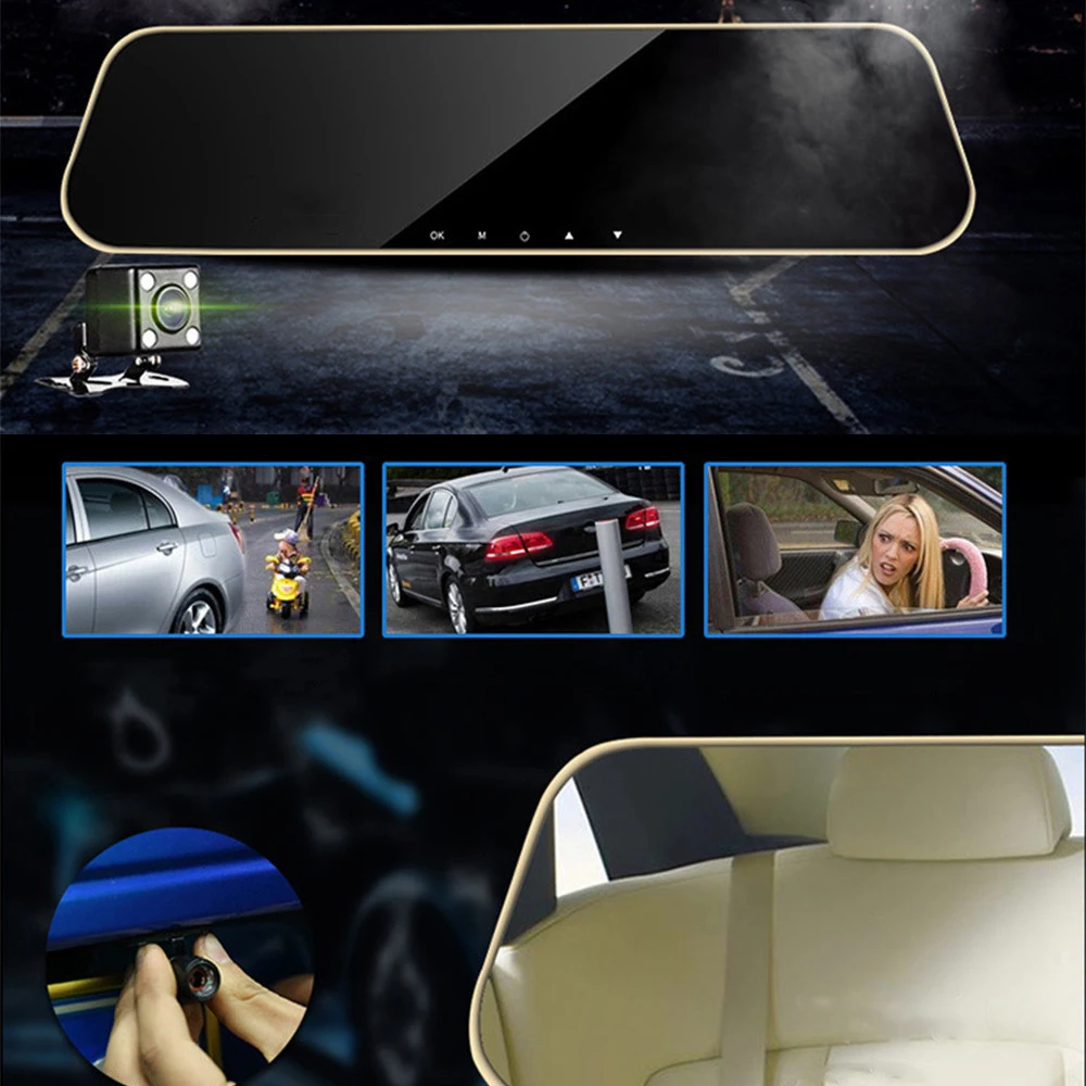 Камера заднего вида H80 4 3 дюйма HD с двумя объективами датчиком движения |