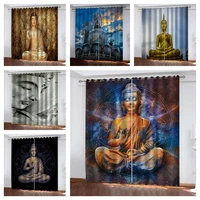 window blackout curtain living room sacred buddha custom designer sheer curtains 2 panel luxury high quality home printed