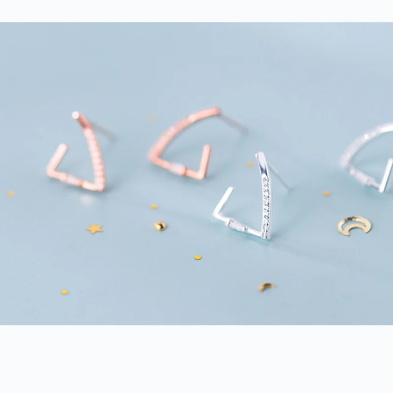 Женские Треугольные Серьги гвоздики Trusta подарочные серьги из 100% стерлингового