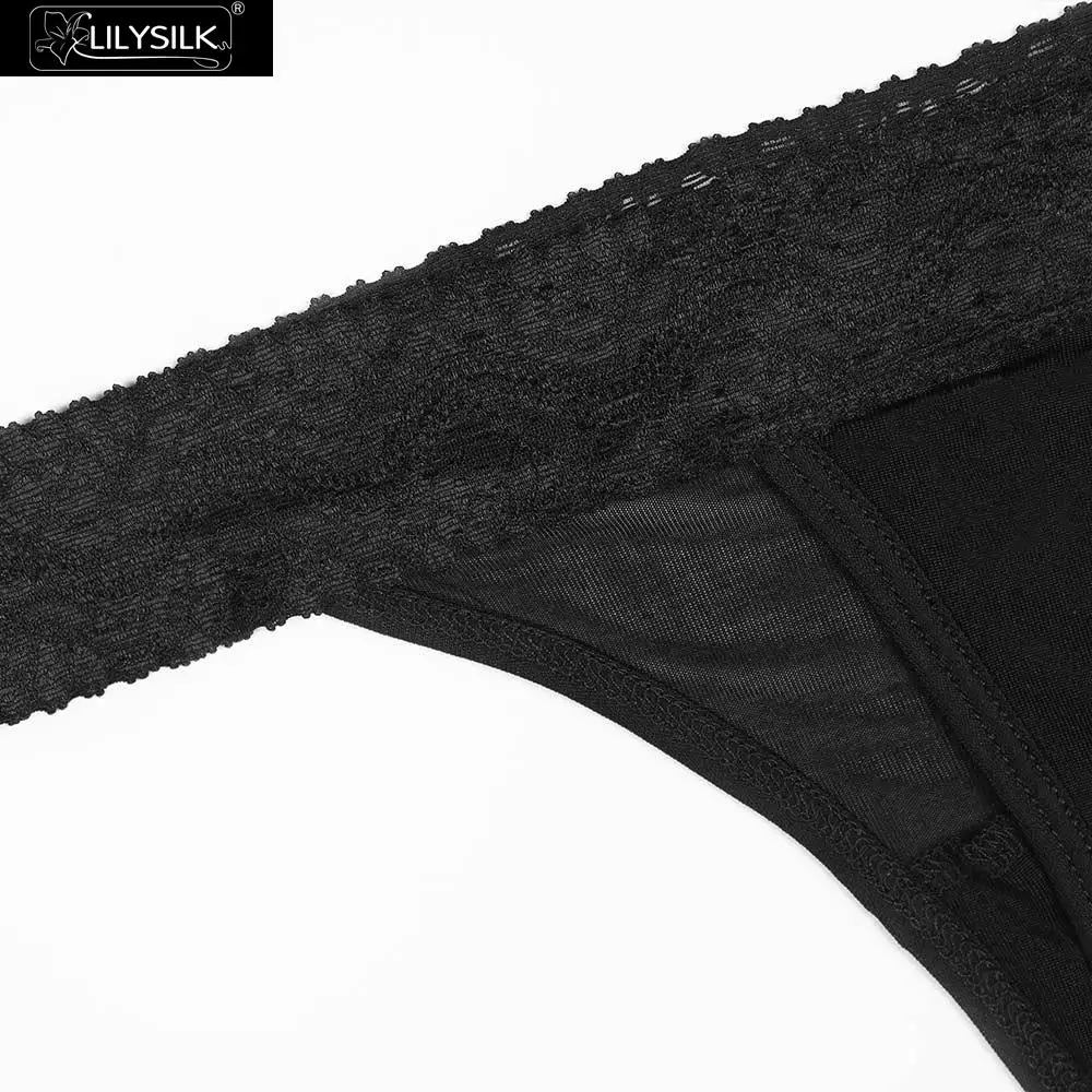 LilySilk кружевные шелковые трусы-бикини со средней талией трусики женское нижнее