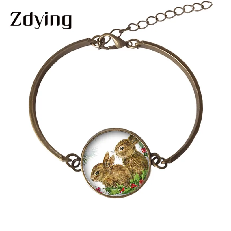 Браслет zmo с милыми животными кроликами стеклянная живопись кабошон