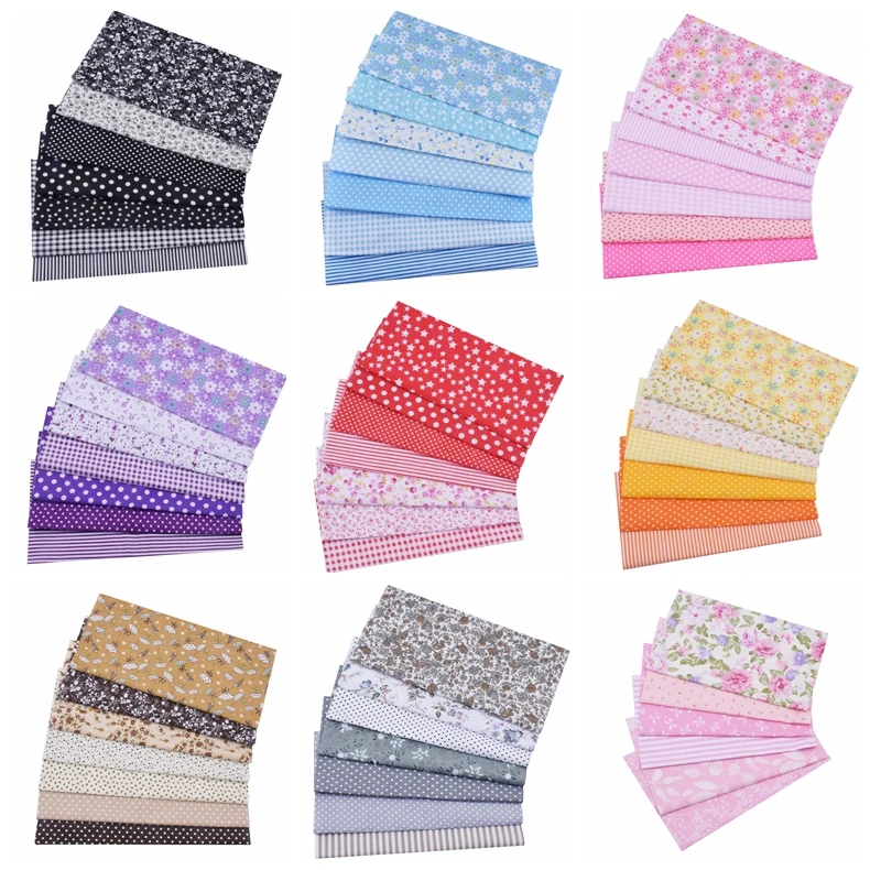 Хлопчатобумажная ткань в полоску с цветочным рисунком 20x25 см|Ткань| |