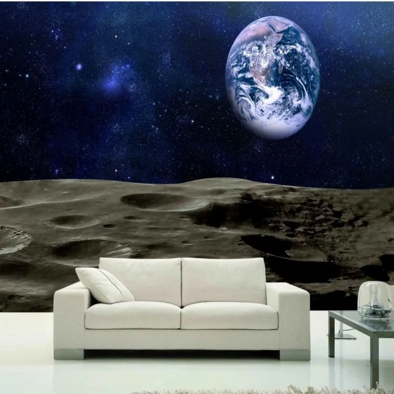

Dropshipping Custom Wallpaper For Bedroom Walls Earth Moon Starry Sky 3d Wallpaper Living Room Wall Murals Papier Peint Mural