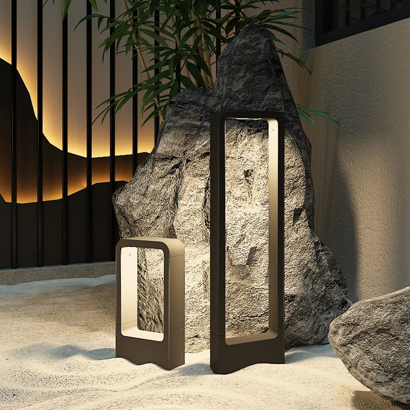 Современный квадратный черный светодиодный светильник для газона настольная