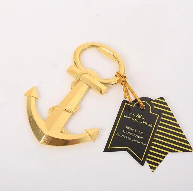 

200pcs Unique Anchor Corkscrew Golden Bottle Opener for Wedding Gift Beach Themed Sea Party Kitchen Bar Beer Openers Tools