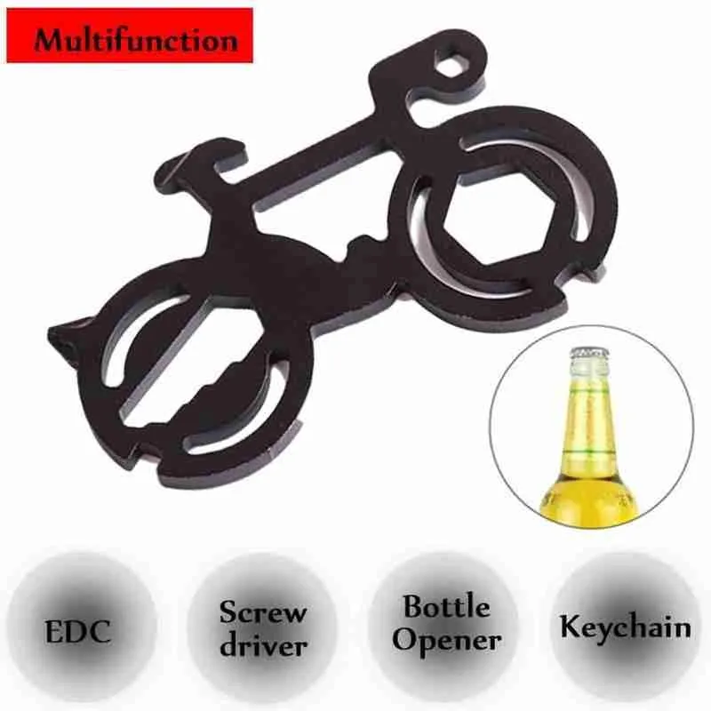 

1pcs EDC Card Bicycle-shaped Steel Multifunctional Wrench Hexagon Card Outdoor Camping Practical Portable Tool ED O7Q2