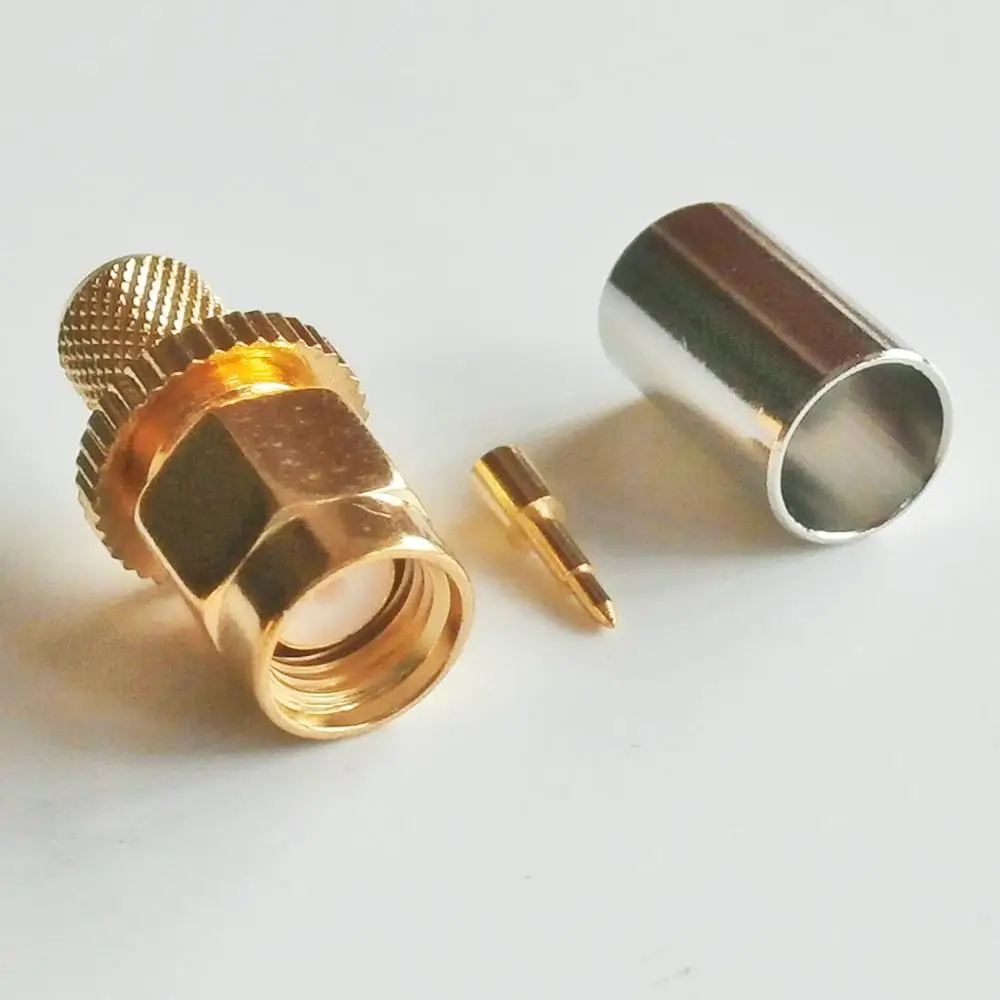 10X шт РЧ коаксиальный разъем гнездо SMA штекер обжимной для RG8X RG-8X RG59 LMR240 кабель