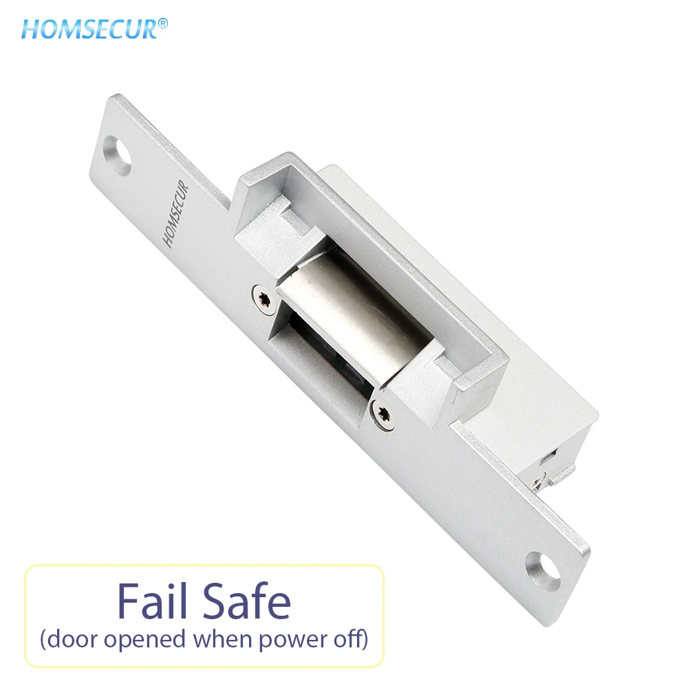 

HOMSECUR Stainless Steel Fail Safe NC Mode 12V Electric Door Strike Lock 500KG Holding Force for Wooden/Metal/PVC Door