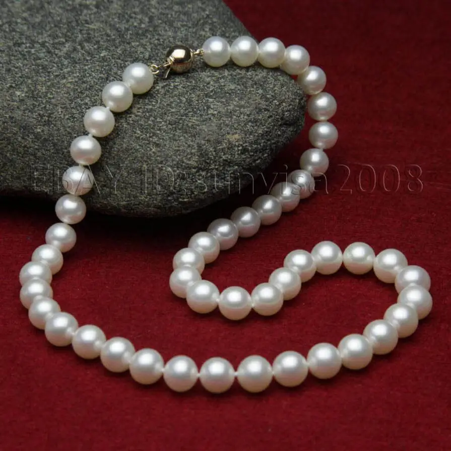 

Fashion jewelry Real gift AAA lovely 11-12mm white fresh water pearls necklace 17" 14K