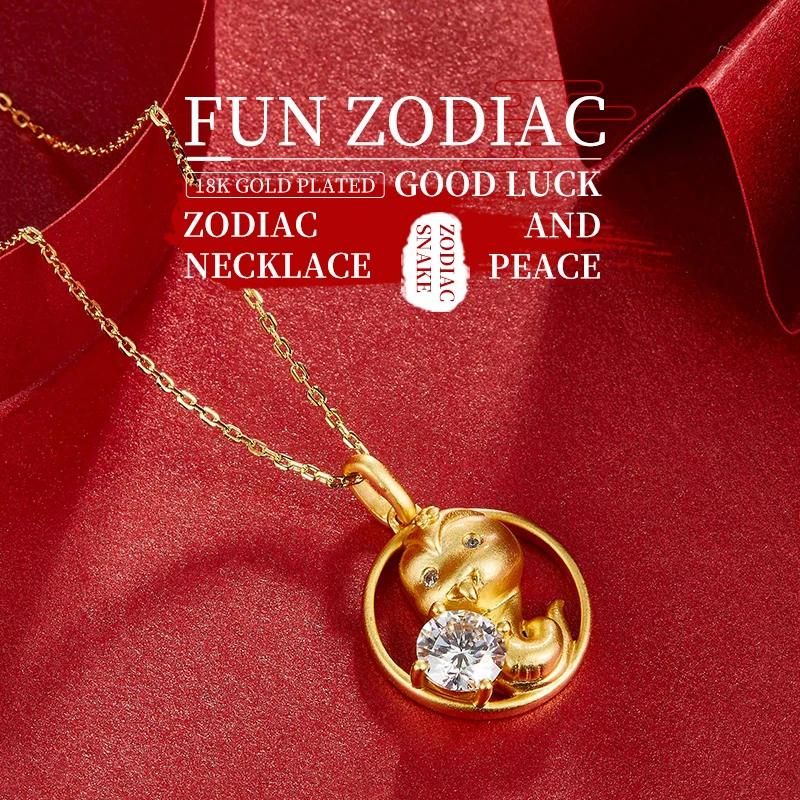 

Chinese Zodiac Hot Sale Elegant 925 Sterling Silver 18k Gold Plated Snake Shape Chinese Signs Necklaces Chinese Zodiac Necklaces