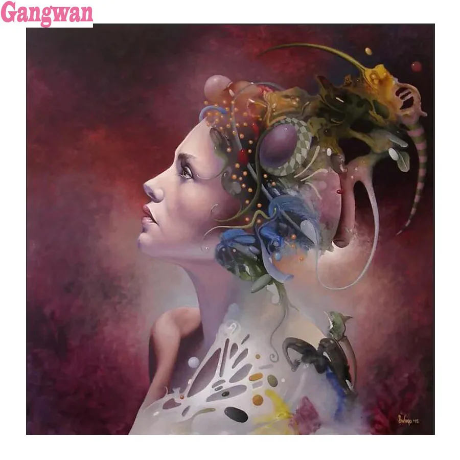 

Полный Круглый квадратный Diy 5d алмазная картина Алмазная вышивка красота Искусство Женский портрет картина из мозаики и бриллиантов Стразы