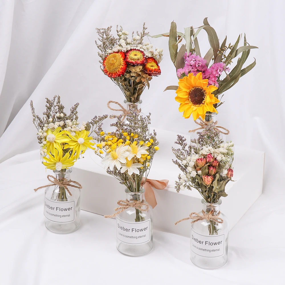 

DIY Craft with Bottle Vase Home Decoration Photo Props Real Flower Natural Dried Bouquets Natural Material Plant Stems