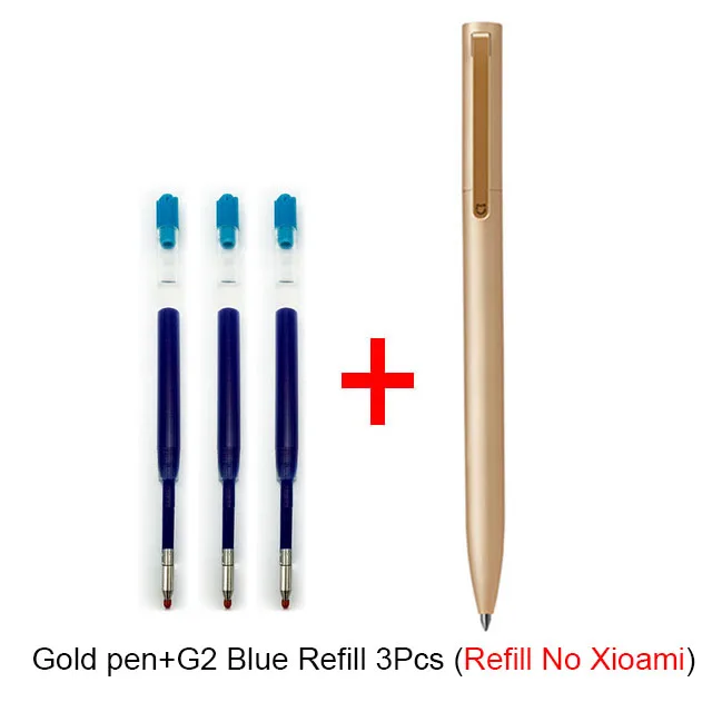 1pen and 3Blue ink Xiaomi Mijia металлический знак гелевая ручка шариковая ручка Mijia авторучка 0,5 мм PREMEC гладкая швейцарская заправка черные, голубые чернила - Цвет: 1pen and 3Blue ink