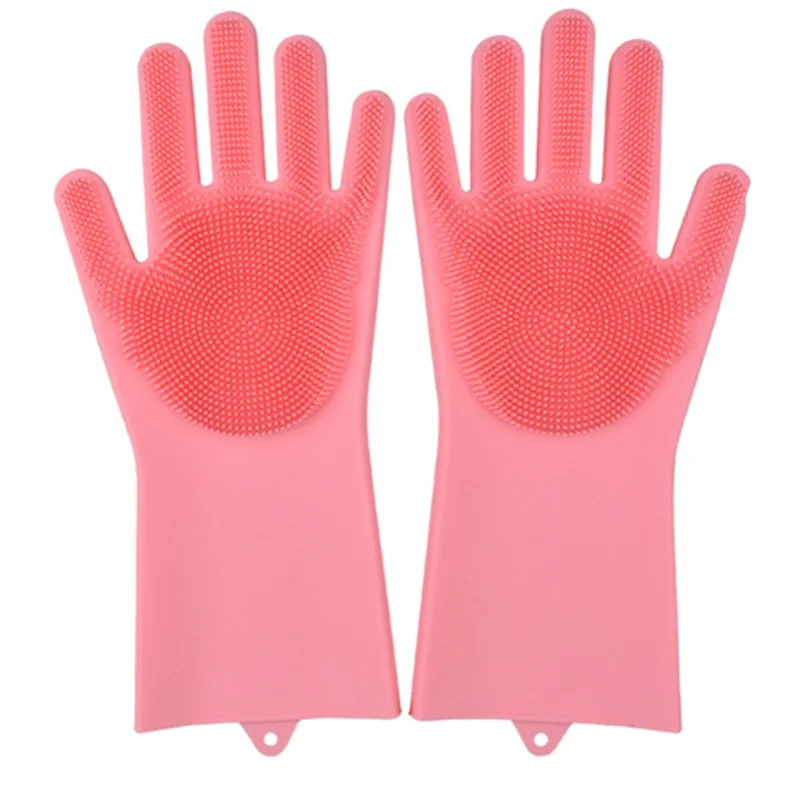 Силиконовые посудомоечный скребок Перчатки губчатой резины с эффектом