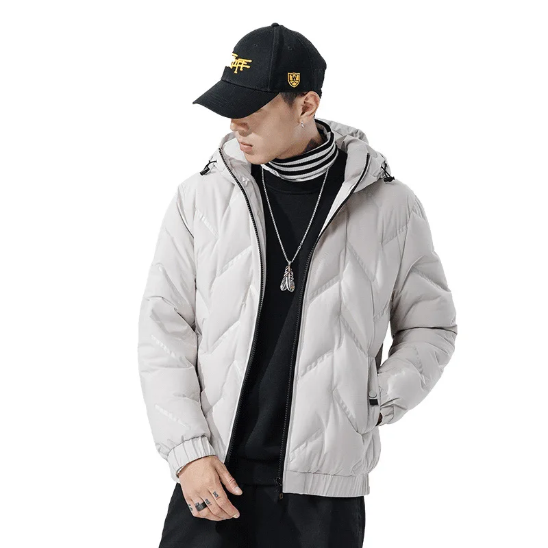 Зимний мужской пуховик Ins тренд с капюшоном простой модный Ромбический теплый