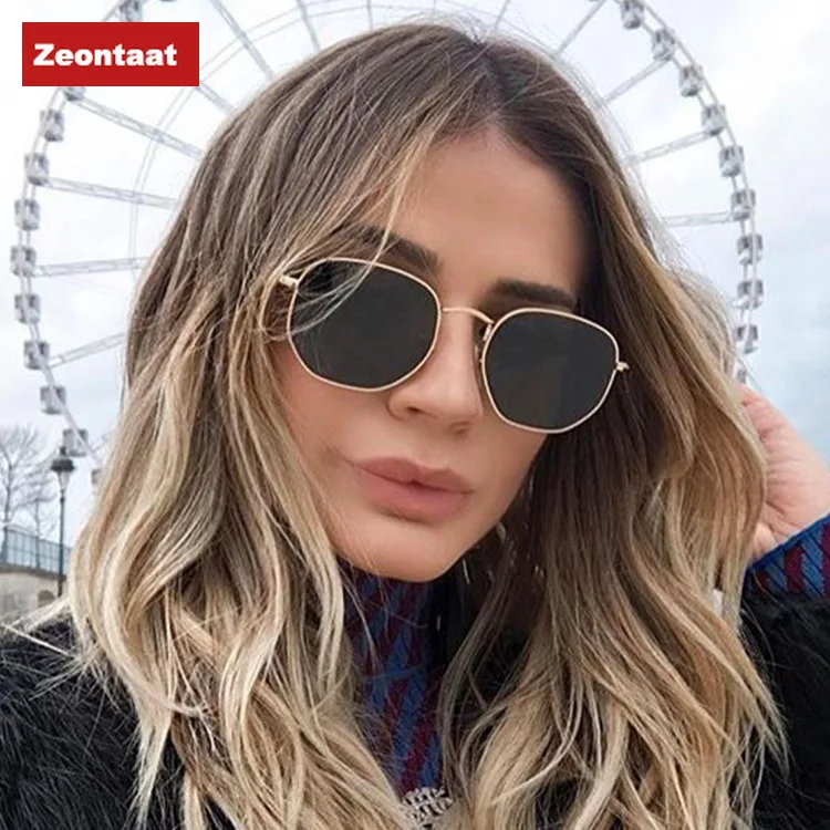 

2022 Hexagon Sunglasses Women Brand Designer Small Square Sunglases Men Metal Frame Driving Fishing Glasses Zonnebril Mannen